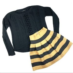 Anthropologie Neslay black tan stripe short skirt